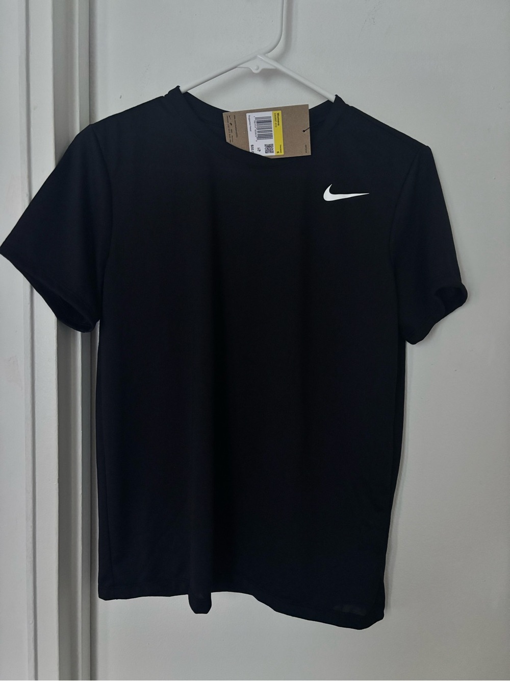 Nike Black Short-Sleeve Performance Tee with White Swoosh